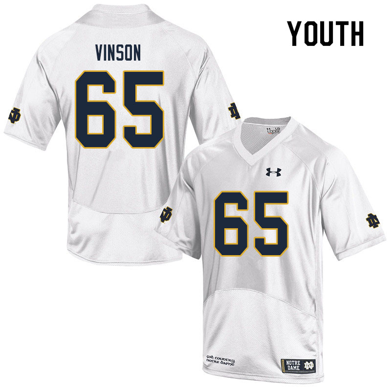 Youth #65 Michael Vinson Notre Dame Fighting Irish College Football Jerseys Sale-White - Click Image to Close